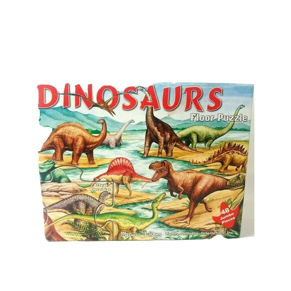 Melissa & Doug Dinosaur Puzzle Floor 2'x3' 48 Pc Complete - Picture 2 of 4